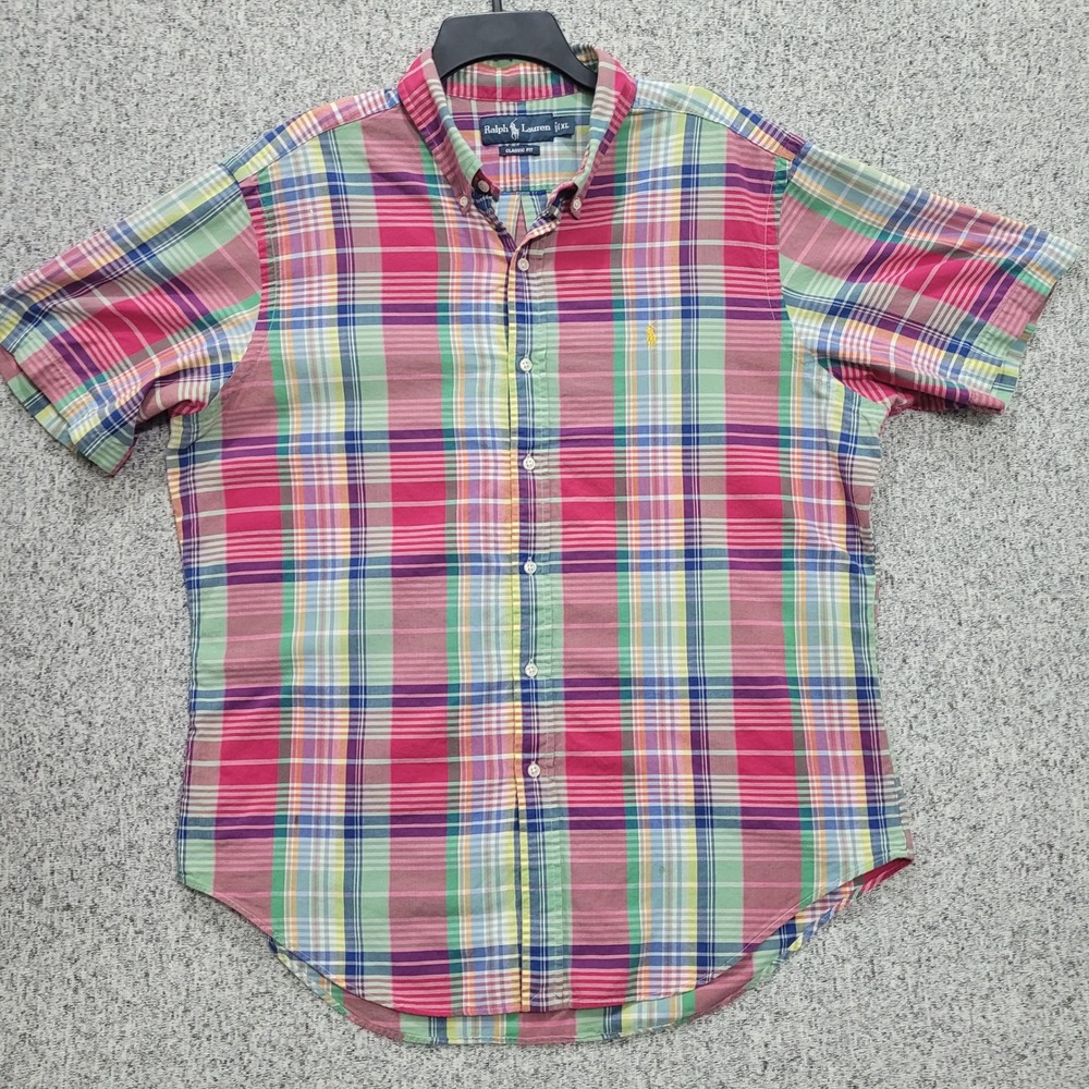Polo Ralph Lauren Mens XL Classic Fit Plaid Short Sleeve Button Down Shirt Multi